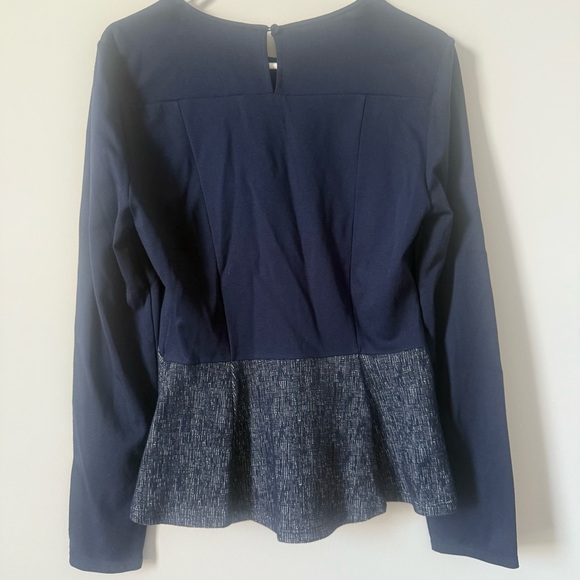 New BCBGMaxAzria Bohemian Indie Long Sleeve Women’s Navy Blue Shirt - Picture 4 of 7